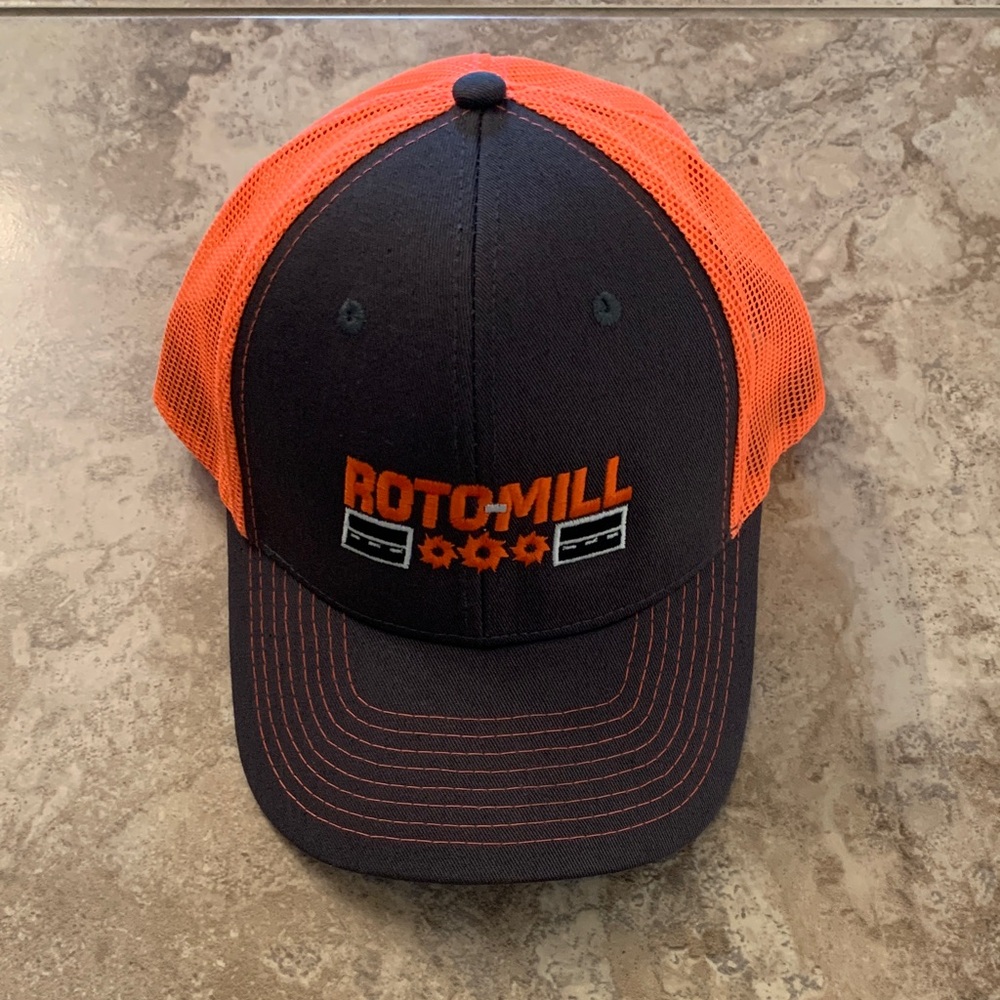 NEW Trucker Hat Mesh retro style ROTO-MILL Black and Orange Cap
